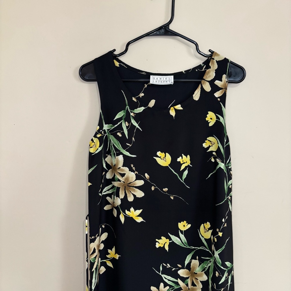 Black Sleeveless Midi Sundress for Weddings Floral Size‎ 10